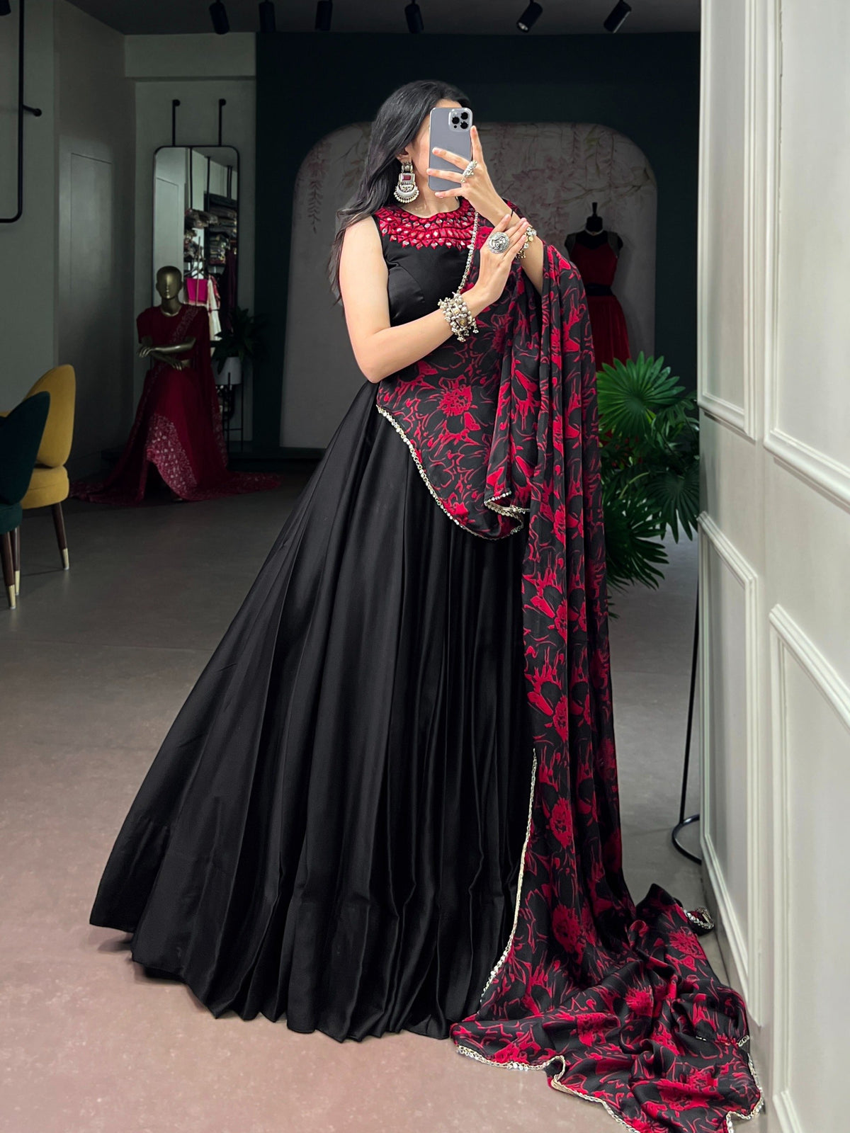 Ready-to-Wear Garba Glow Monga Silk Mirror Work Lehenga Choli