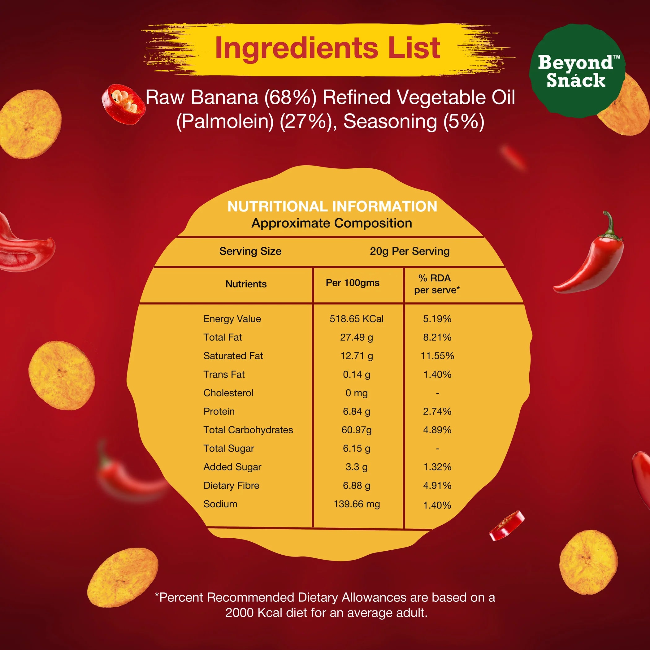 Beyond snack kerala Banana Chips peri peri 100 gms