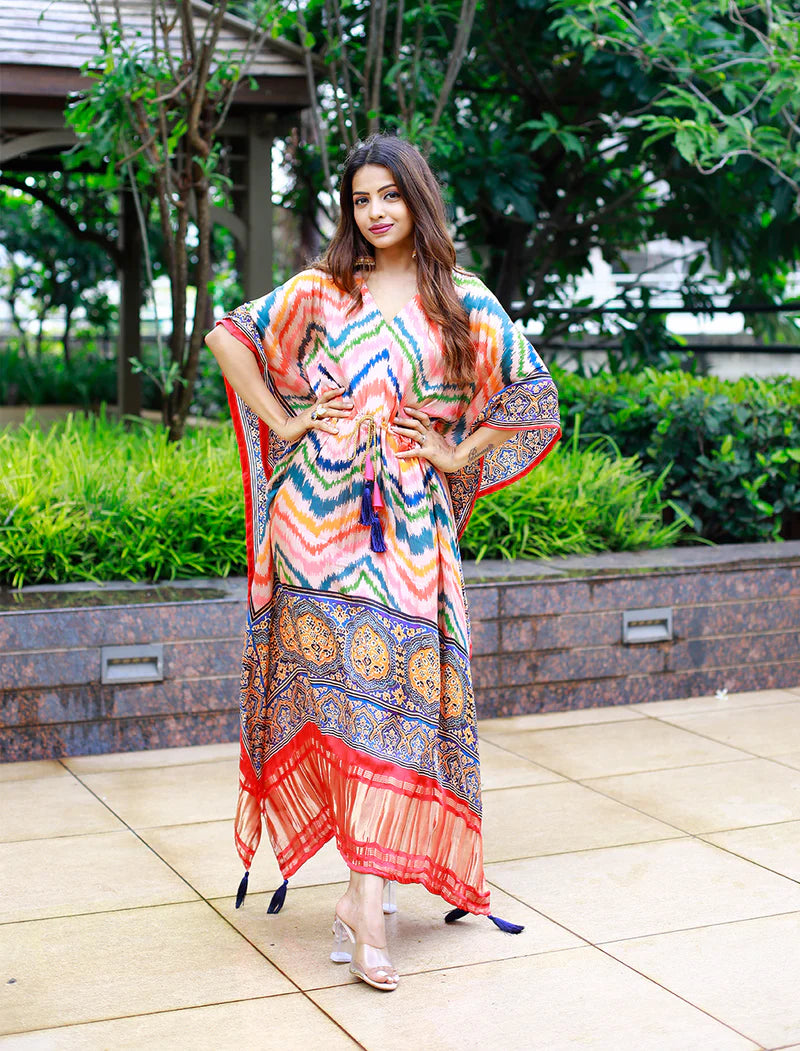Latest Kaftan Digital Print With Lace Border Work | Ready To Wear