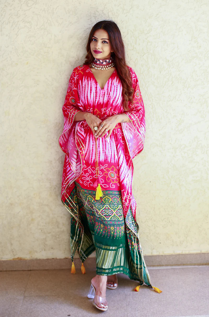 New Kaftan Digital Print With Lace Border Work | Ready To Wear