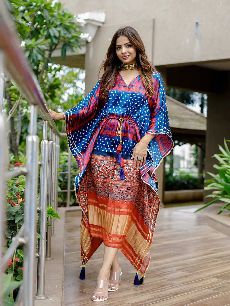 Blue Kaftan With Gotta Patti Work | Ready To Wear