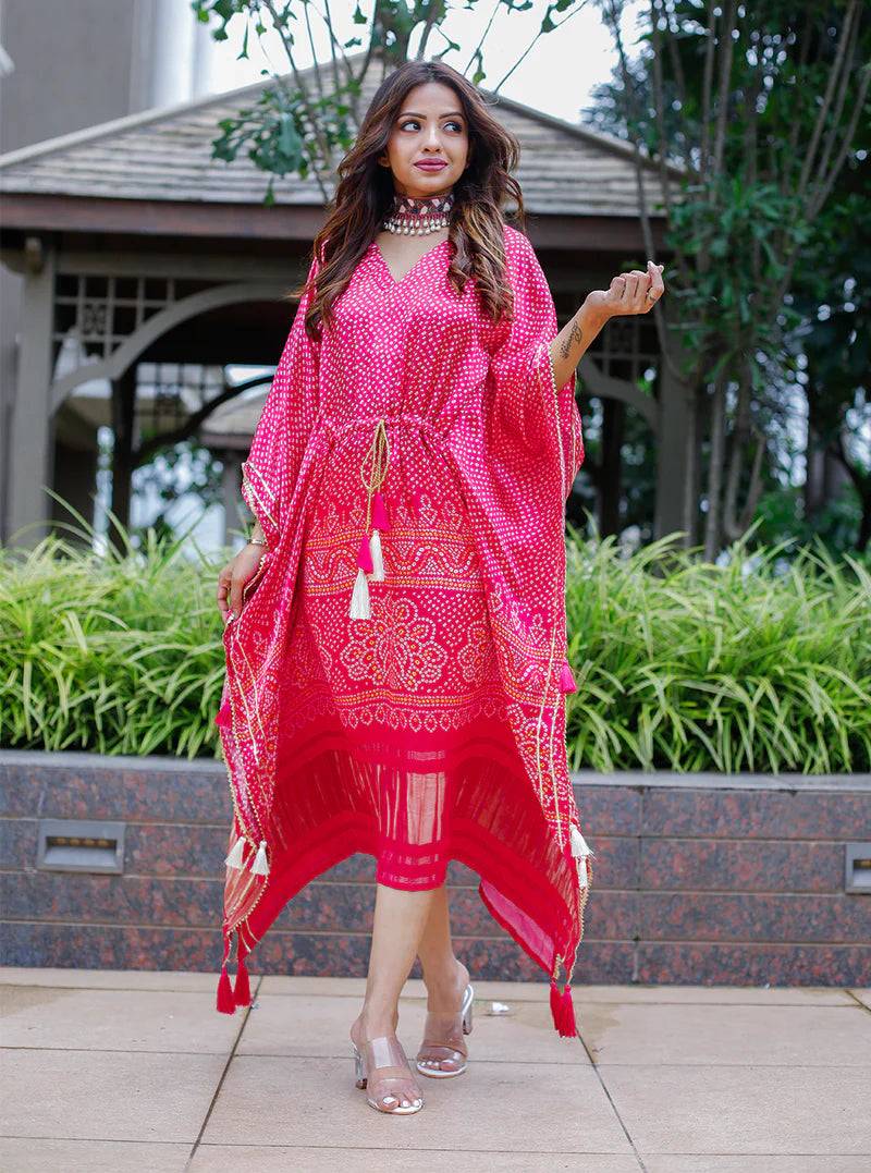 Pink Kaftan With Gotta Patti Work | Ready To Wear
