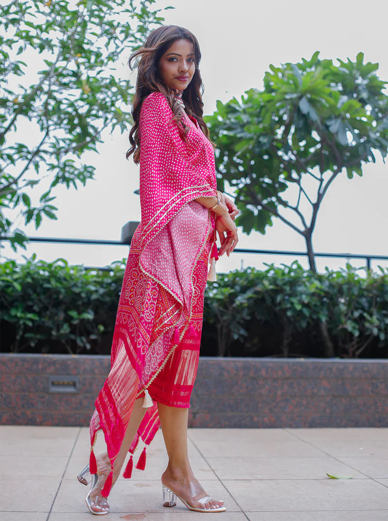 Pink Kaftan With Gotta Patti Work | Ready To Wear