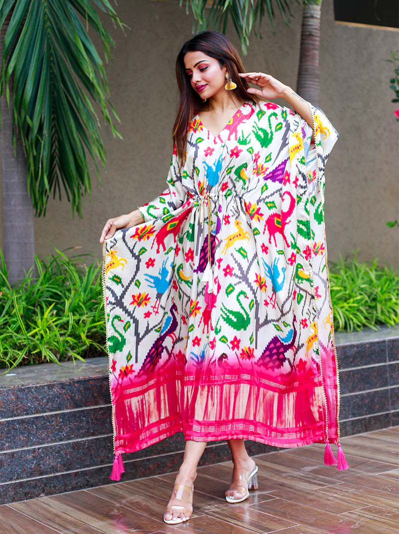 College Style Kaftan With Digital Print Work | Ready To Wear