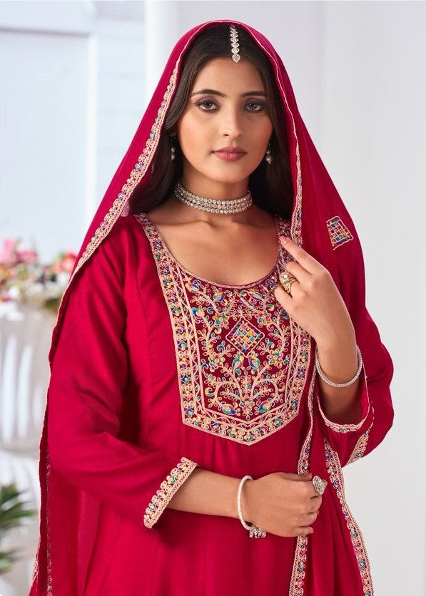 Party Wear Anarkali Suit Set With Pants And Dupatta | Ready To Wear