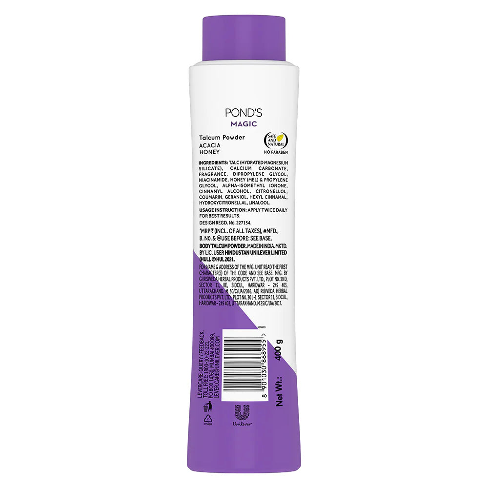 Pond's Dreamflower Fragrant Talcum Powder And Magic Freshness Talcum Powder Acacia Honey - Combo | 400 gms