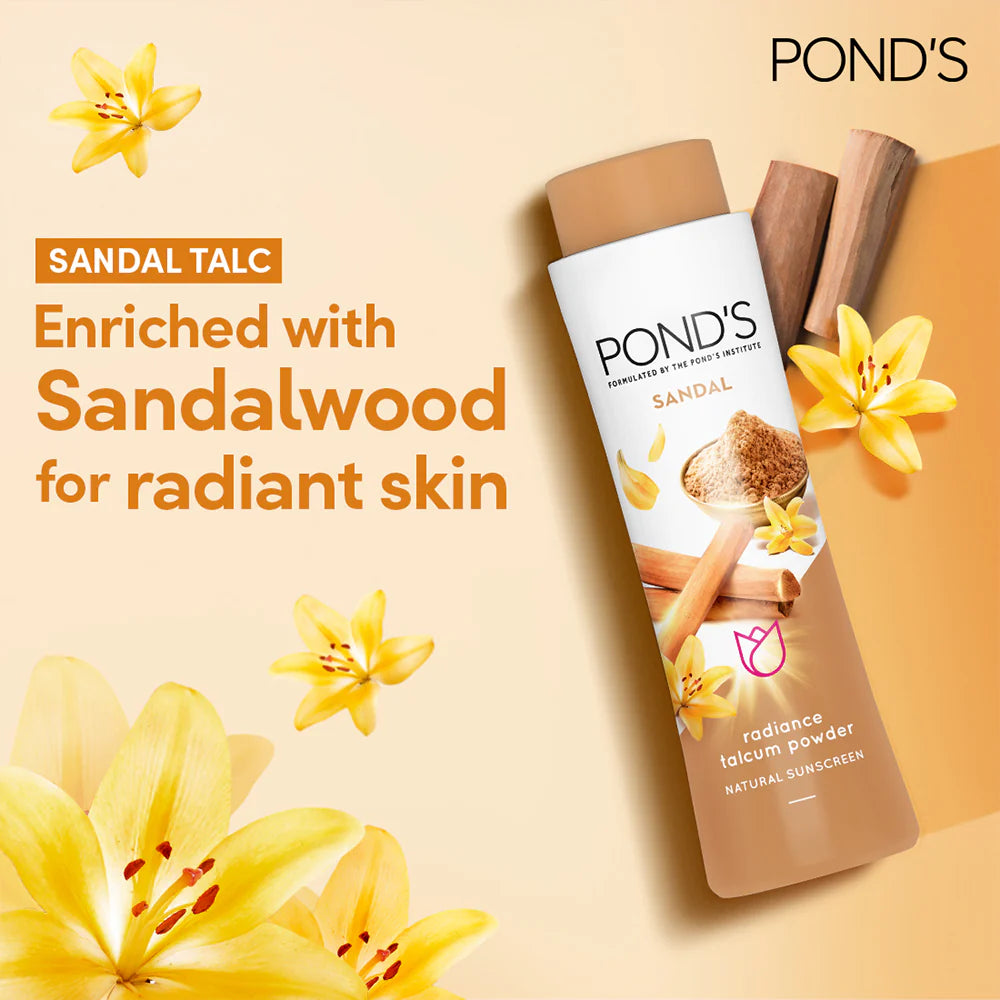 Pond's Sandal Radiance Talcum Powder, Natural Sunscreen - 300 gms