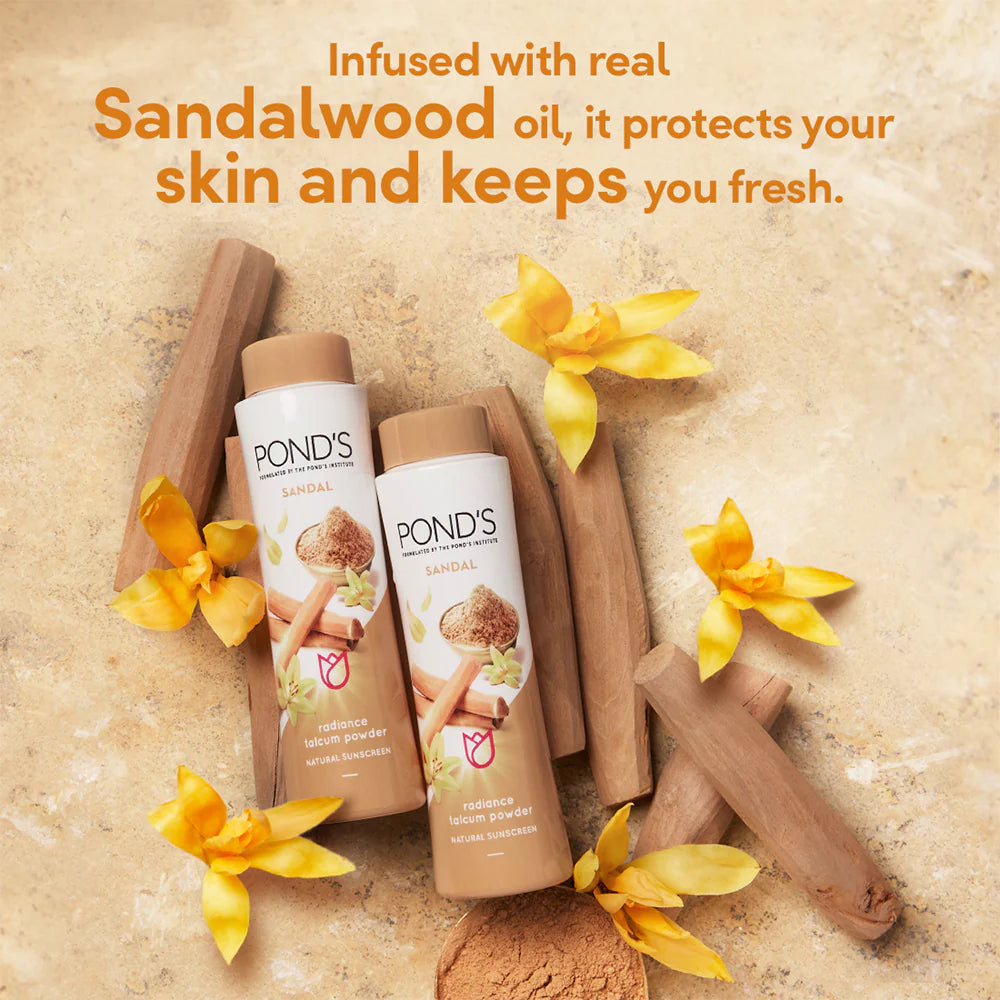 Pond's Sandal Radiance Talcum Powder, Natural Sunscreen - 300 gms