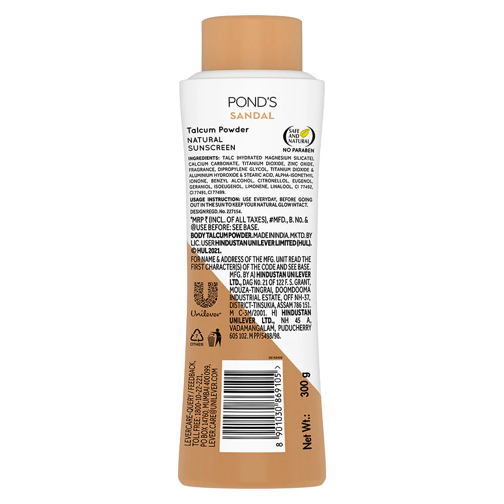 Pond's Sandal Radiance Talcum Powder, Natural Sunscreen - 300 gms