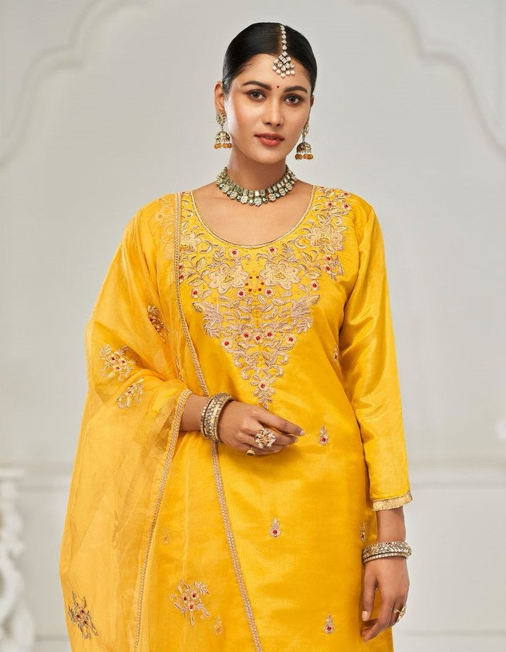 Beautiful Haldi Special 3 Piece Suit Set | Ready To Wear