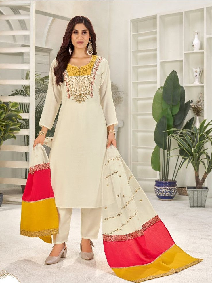 Super Gorgeous 3 piece Suit Set with handwork | Ready To Wear