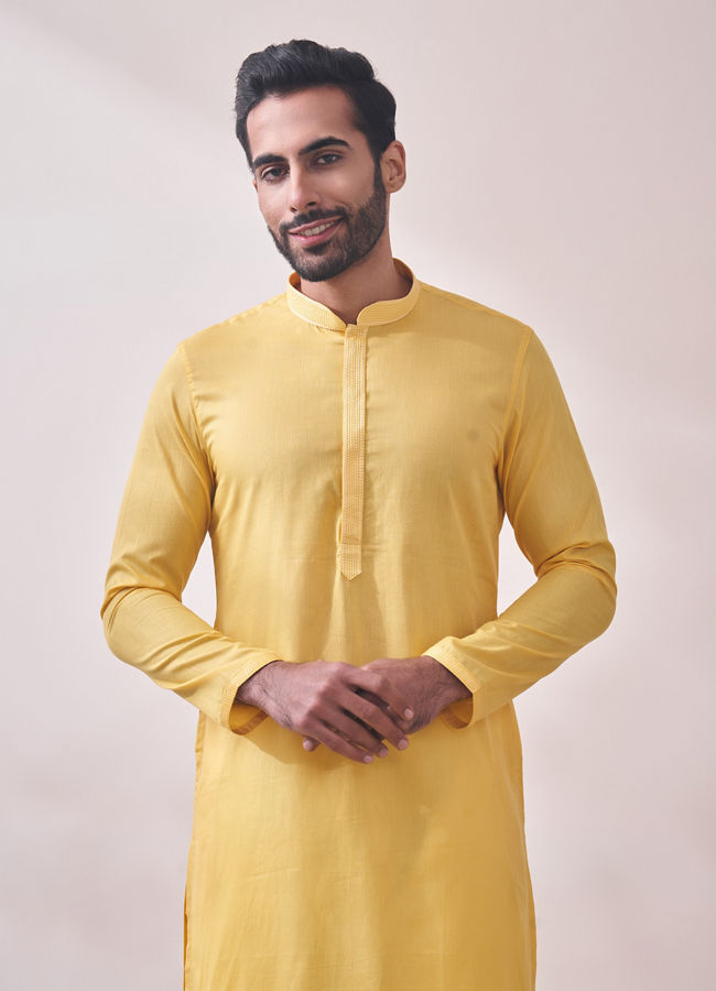 Manyawar Sunny Yellow Kurta Set - India shopping