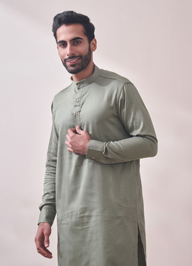 Manyawar Moss Green Kurta Set - India shopping