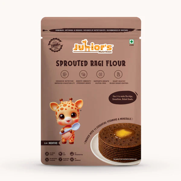 Junior's Nutrition Sprouted Ragi Flour For Young Kids (6+ Months) | 500 gms