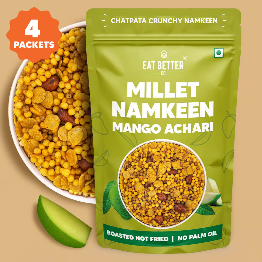 Eat Better Co Millet Namkeen - Mango Achaari - 4 Packets (4 x 100 grams) - 400 gms