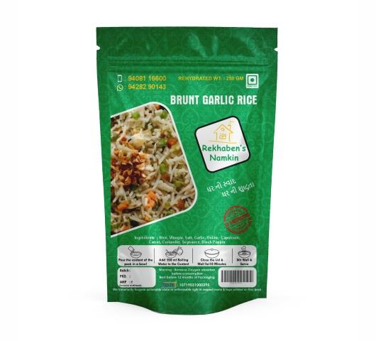 Rekhaben's Namkeen Burnt Garlic Rice | Ready To Eat 90 gms