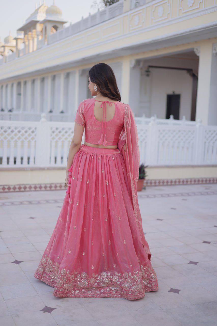 Beautiful Silk & Zari Thread Embroidered Lehenga Choli | Ready To Wear