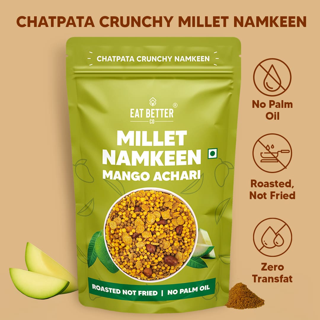 Eat Better Co Millet Namkeen - Mango Achaari - 4 Packets (4 x 100 grams) - 400 gms
