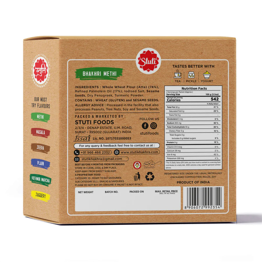 Stuti Methi Dry Bhakhri | 200 gms