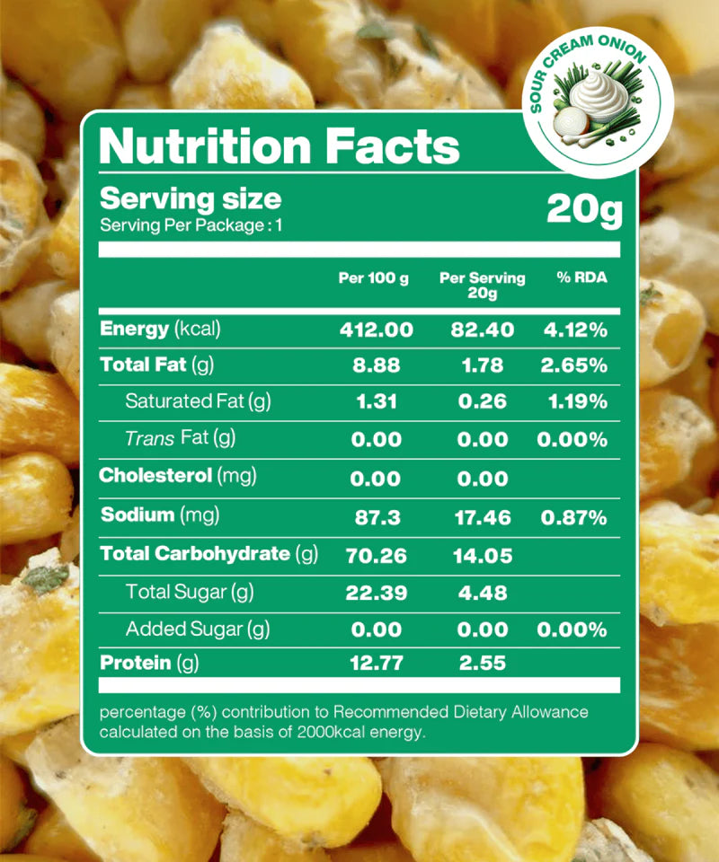 Moon Freeze Dried Crispy Corn Sour Cream & Onion | ( Pack Of 3 ) 20 gms each