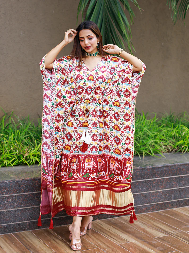 Designer Kaftan With Digital Print Work | Ready To Wear