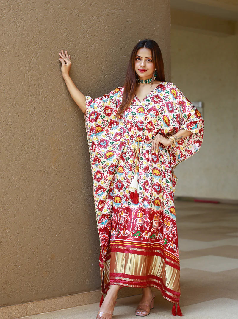 Designer Kaftan With Digital Print Work | Ready To Wear