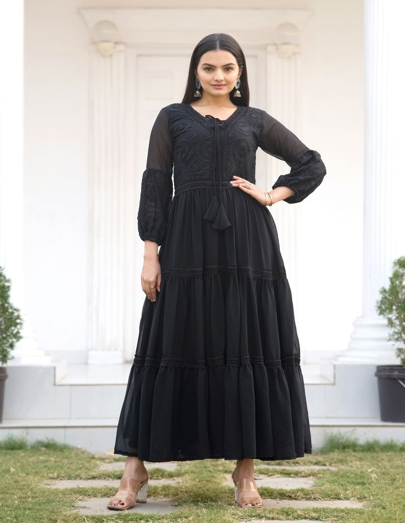 Black Lehenga Suit With Embroidery Work | Ready To Wear
