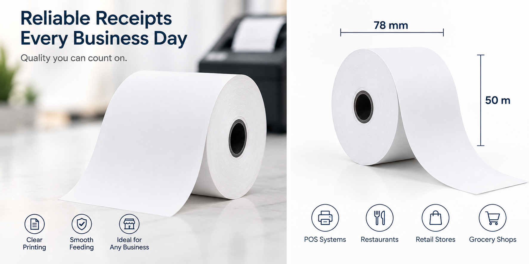3 1/8 x 230 thermal receipt paper roll for POS printer