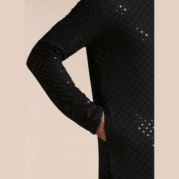 Manyavar Black Chikankari Kurta Set - India shopping