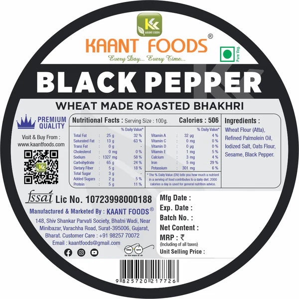 Kaant Foods Black Pepper Bhakhri | 200 gms