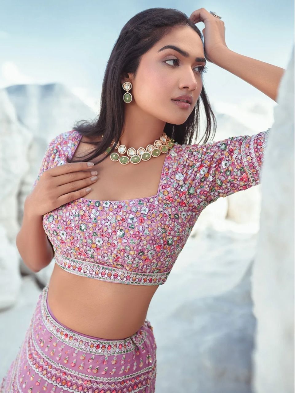 Radiant Rose Pink Designer Georgette Lehenga Choli | Ready To Wear