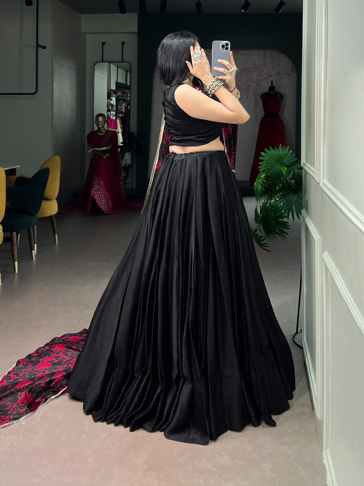 Ready-to-Wear Garba Glow Monga Silk Mirror Work Lehenga Choli