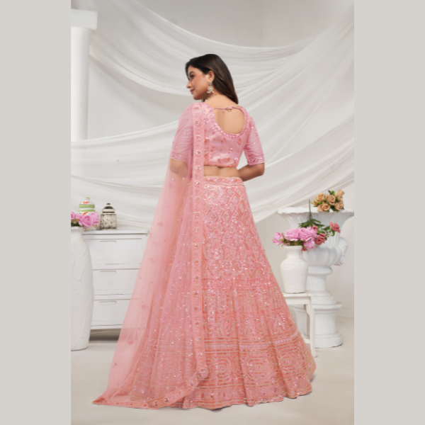 Peach Perfection Lehenga With Geometric Sequins And Cut Daana Embroidery Lehenga Choli | Oct 2024 - India shopping