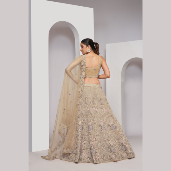Luxurious Golden Embroidered Zari Work Floral Designer Lehenga Choli | Oct 2024 - India shopping