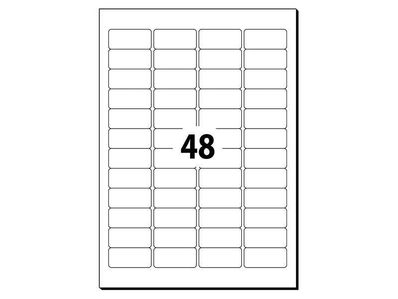 48 × 24 mm self-adhesive address labels on A4 sheet with 48 labels
