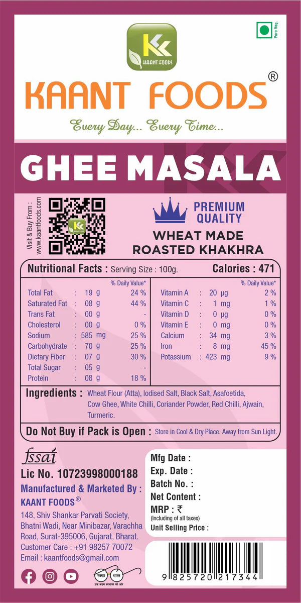 Kaant Foods Ghee Masala Khakhra | 200 gms
