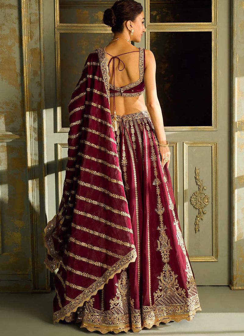 Maroon Kasturi Silk Lehenga Choli With Sequin Work | Ready To Wear