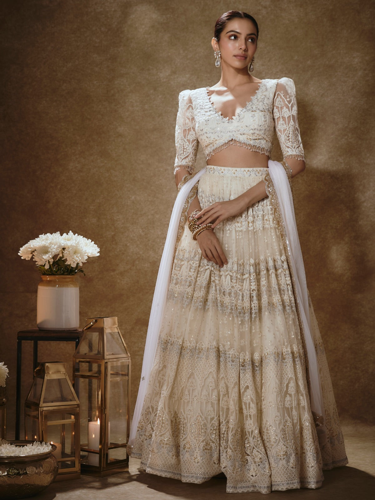 Wedding Collection Off-White Designer Lehenga Choli | Ready To Wear