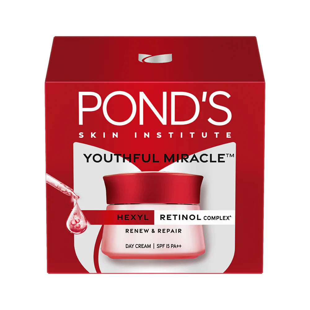 Pond's Youthful Miracle Hexyl Retinol Complex, Renew & Repair Day Cream 50g SPF 15 PA++ - 50 gms