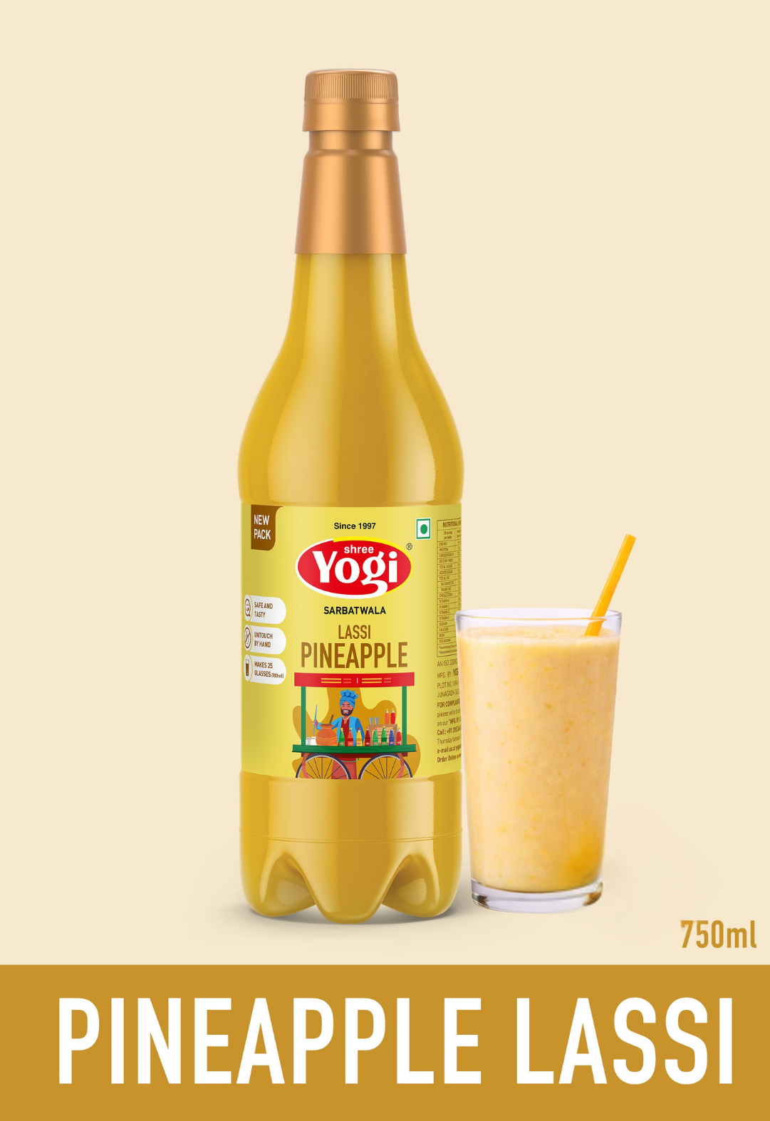 Shree Yogi Sharbatwala Pineapple Lassi Syrup | 750 ML