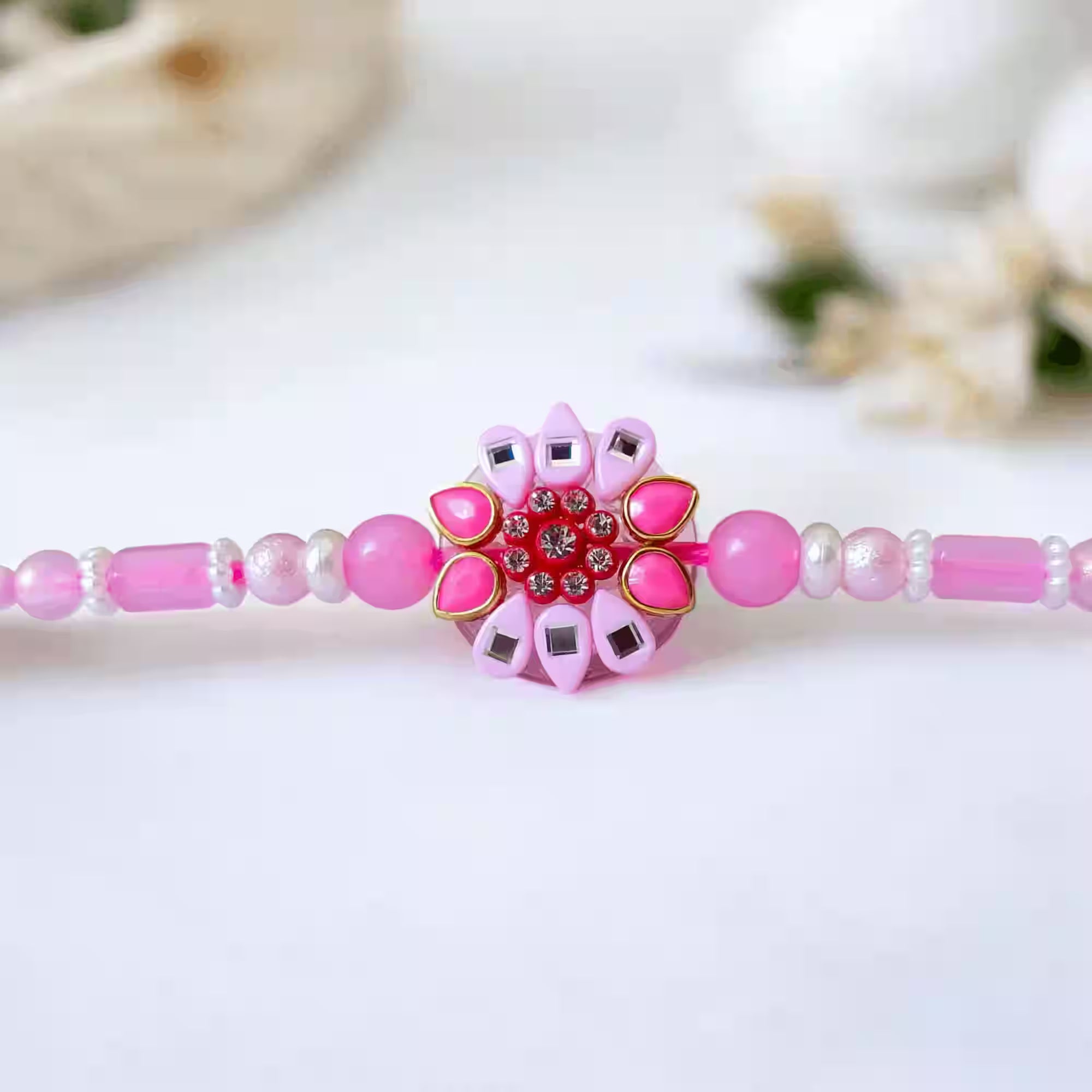 Handmade beads and stone rakhi 4 pieces