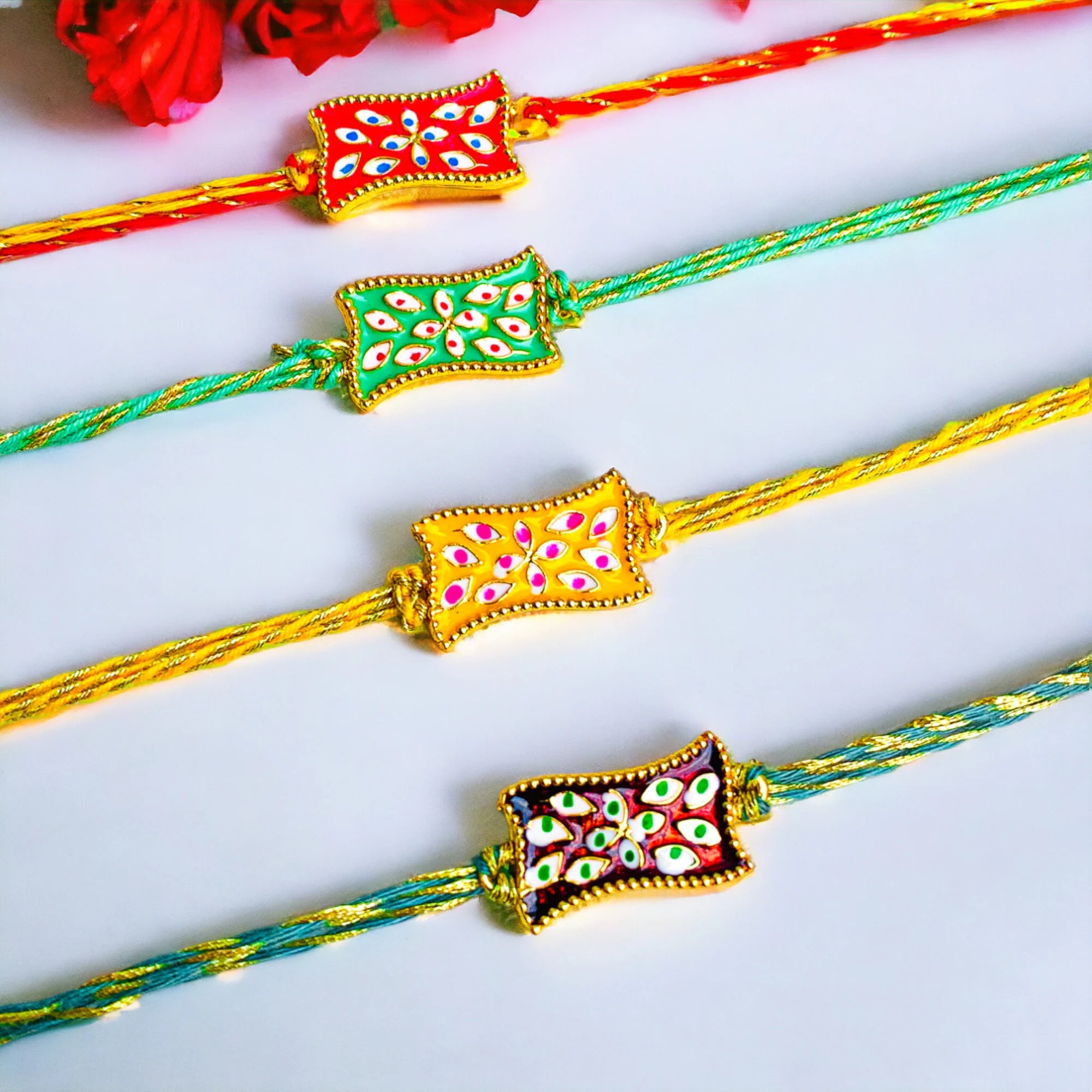Bhaiya Bhabhi Zardosi Rakhi Set of 4
