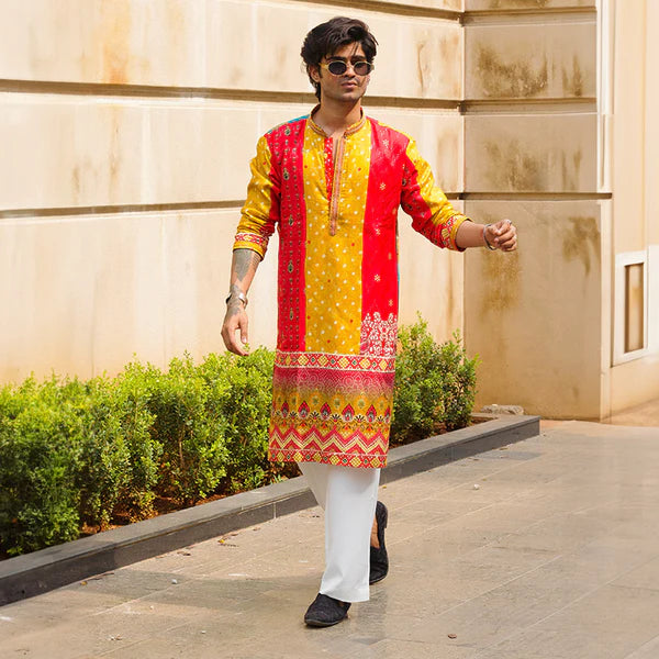 Meraki Ethnic Rangilo Bandhani Patchwork Kurta Pajama | Ready To Wear