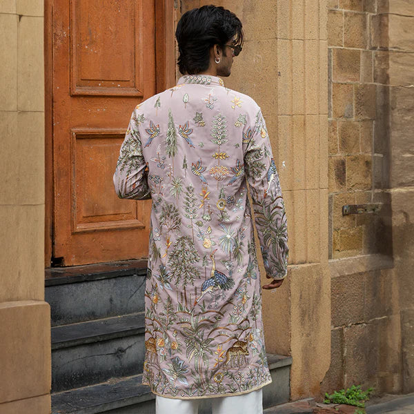 Meraki Ethnic Blush Forest Embroidered Kurta Pajama | Ready To Wear