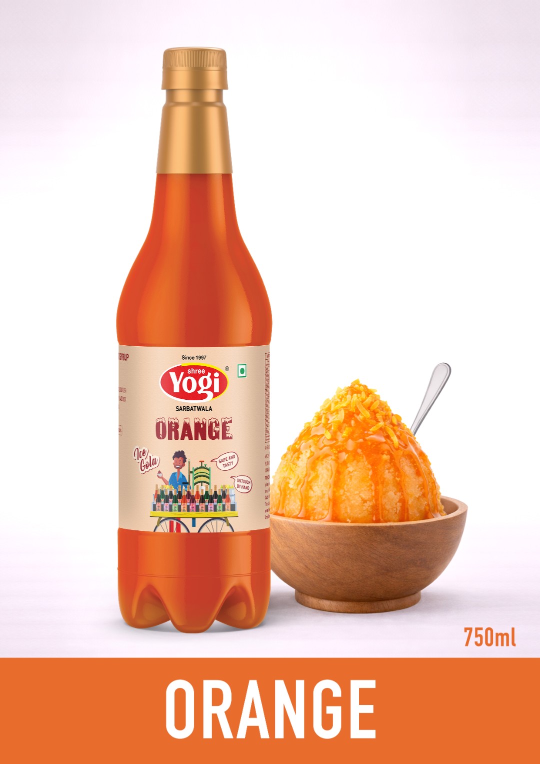 Shree Yogi Sharbatwala Orange Ice Gola Syrup | 750 ML
