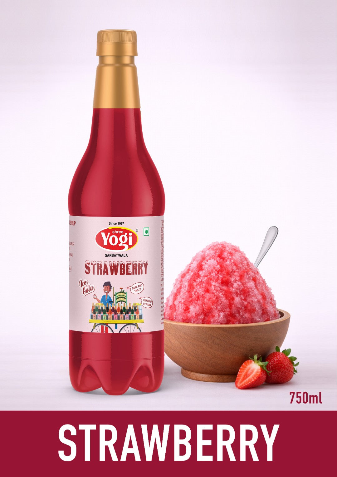 Shree Yogi Sharbatwala Strawberry Ice Gola Syrup | 750 ML