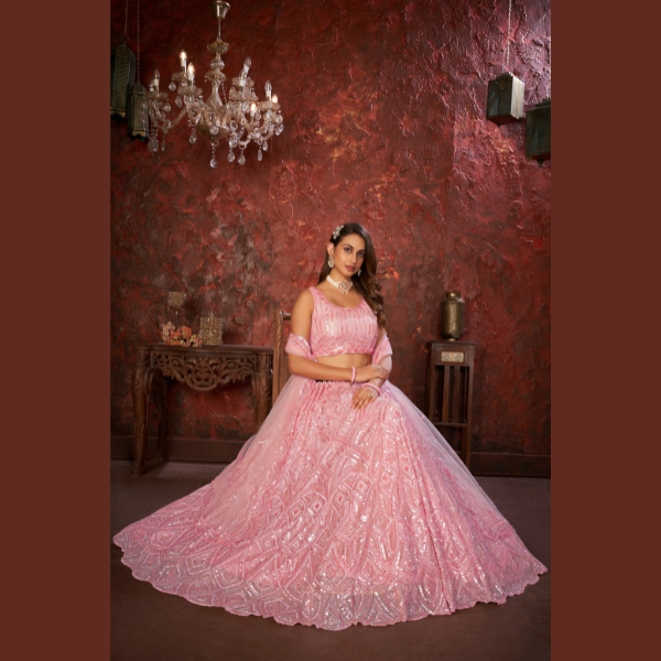 Pretty Peach Zari Embroidery Semi-Stitched Lehenga choli & Dupatta | Oct 2024 - India shopping