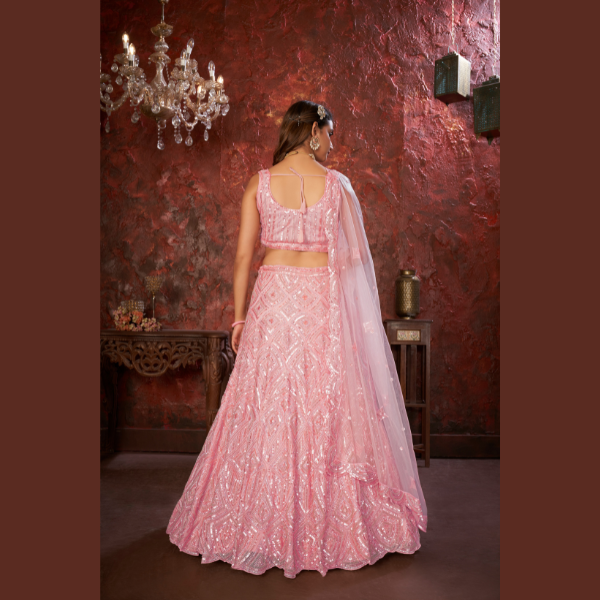 Pretty Peach Zari Embroidery Semi-Stitched Lehenga choli & Dupatta | Oct 2024 - India shopping