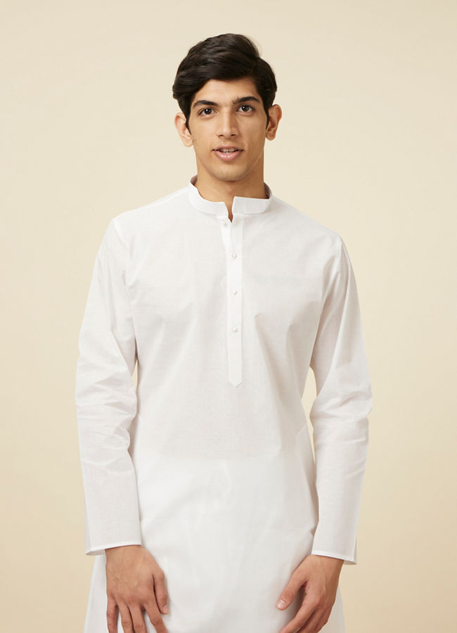 Manyawar White Solid Kurta Set - India shopping