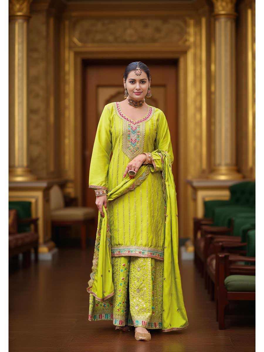Mangalam Designer Traditional Lemon Color Salwar Suit | Ready To Wear